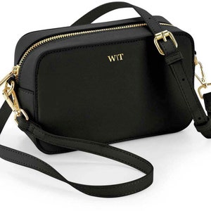 Bolso de mano mujer con iniciales nombre | Bolso bandolera personalizado | Elegante bolso pequeño con monograma de letras.