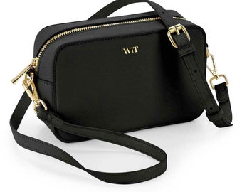 Handtasche Damen mit Initialen Name | Personalisierte Umhängetasche Crossbody | Elegante Tasche klein mit Buchstabe Monogramm