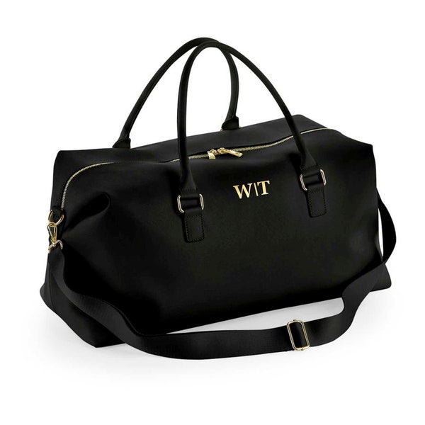 Personalisierte Weekender Bag Reisetasche für Damen | Sport- & Reisetasche mit Initialen | große Tasche Totebag mit abnehmbarem Umhängegurt