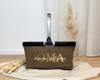 Cesta de compras personalizada para a vovó, cesta de presentes personalizada com nome, sacola de compras para ela, presente de aniversário para a vovó dos netos