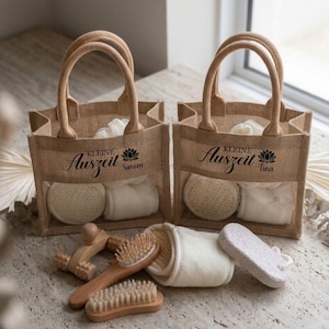 Personalized wellness gift set, wellness box in a jute bag including contents, gift voucher packaging, wellness bag for girlfriend/sister image 5
