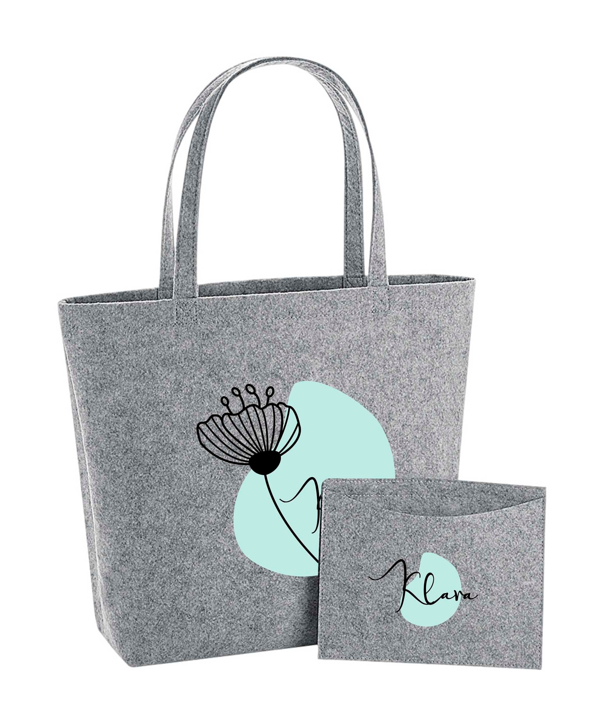 Borsa per la spesa in feltro - Nero - 35 x 20 x 28 cm - Borsa in feltro - Borsa robusta - Goodie bag - Shopper - Borsetta