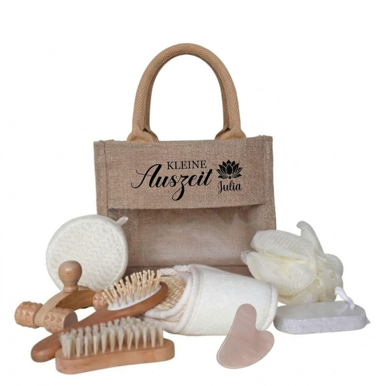Personalized wellness gift set, wellness box in a jute bag including contents, gift voucher packaging, wellness bag for girlfriend/sister image 13