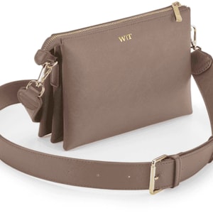 Handtasche Damen mit Initialen Name | Personalisierte Umhängetasche Crossbody und Clutch | Elegante Tasche klein mit Buchstabe Monogramm
