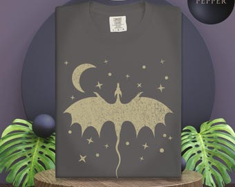 Mystic Dragon Comfort Colors Shirt: Celestial Boho Tee