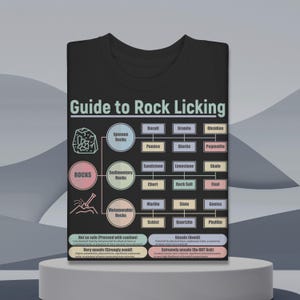 Shirt grappige geologie rotsen, humoristisch wetenschapsgraduatiecadeau, Geek Rock likt grafiek T-shirt, cadeau geologie leraar, gids voor het likken van rotsen