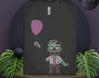 Funny Zombie Balloon T-Shirt: Horror Fan Gift