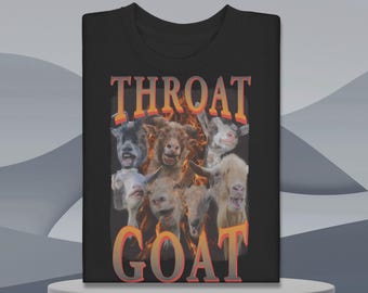 Maglietta grafica audace "Throat Goat": maglietta con meme umoristico per adulti