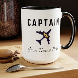 Personalized Captain 15 Oz Mug, Pilot Gift, Captain Coffee Mug, Airline Captain Mug, Gift for Pilot, Aviation Gift, Airplane Mug, Pilot Mug