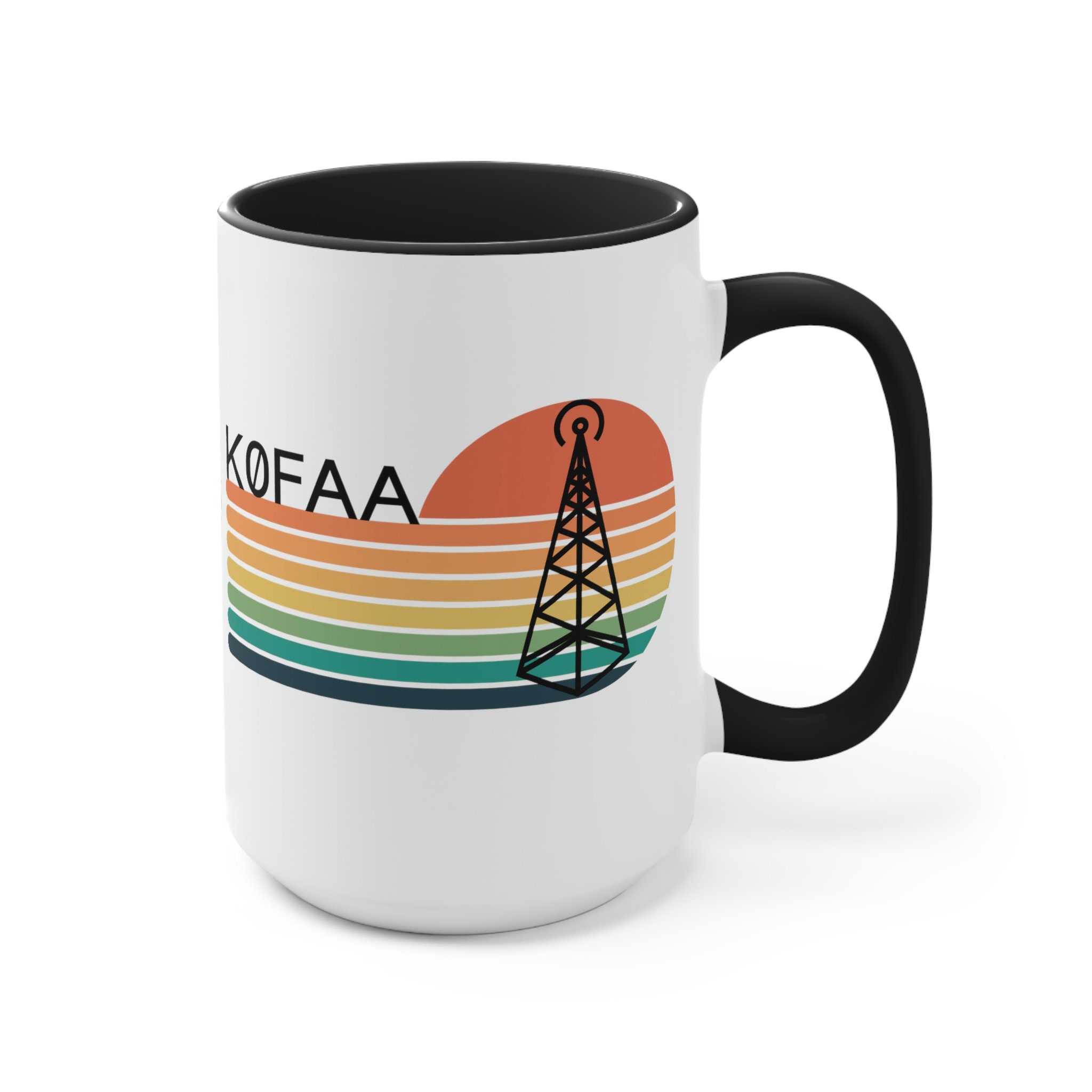 Personalized Call Sign Ham Radio Two-tone Coffee Mug, 15oz, Ham Radio