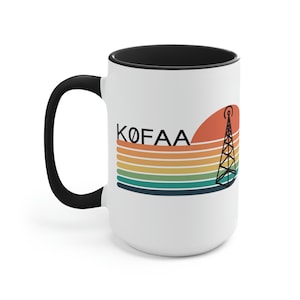 Personalized Call Sign Ham Radio Two-Tone Coffee Mug, 15oz, Ham Radio Mug, Ham Radio Operator Mug, Ham Radio Gifts, Amateur Radio Gift