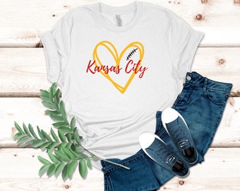 Kansas City Heart Football Shirt/Youth Shirt/Sweatshirt, Kansas City Shirt, Kansas City, Kansas City Gift, Football Shirt, Football Gifts