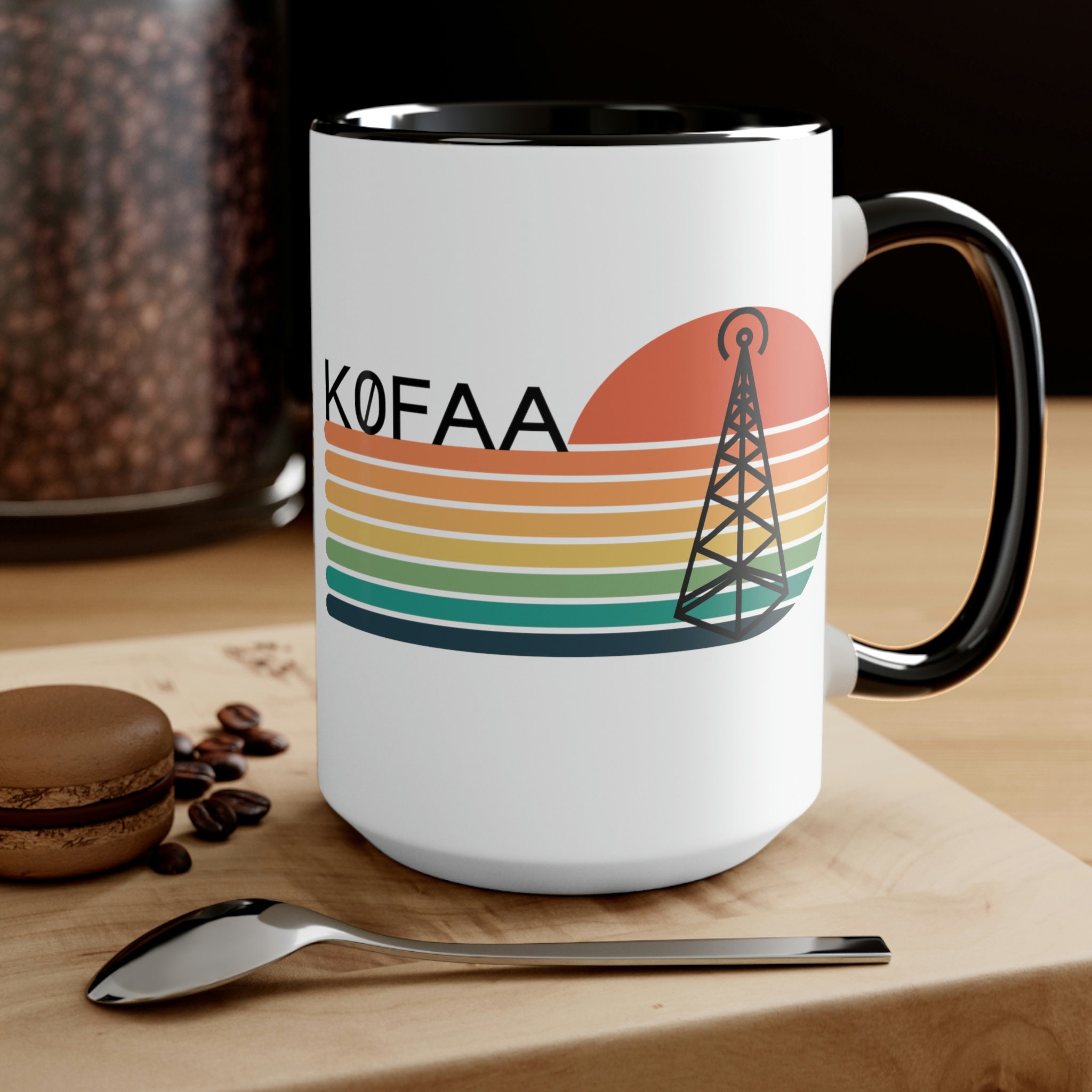 Personalized Call Sign Ham Radio Two-tone Coffee Mug, 15oz, Ham Radio