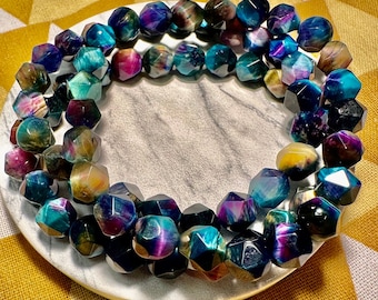 Faceted Galaxy Tiger Eye- 8mm crystal bracelet