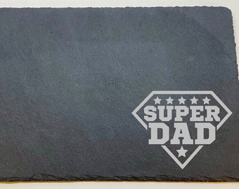 Slate plate with engraving grey ''Super DAD'', personalized, dad, Father's Day, kitchen, grill, name plate, gift, birthday present,