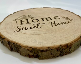 Baumscheibe personalisiert ''Home Sweet Home'', Rustikal, Geschenk, Türschild, Geburtstagsgeschenk, Hochzeitsgeschenk, Dekoration, Wand 15cm