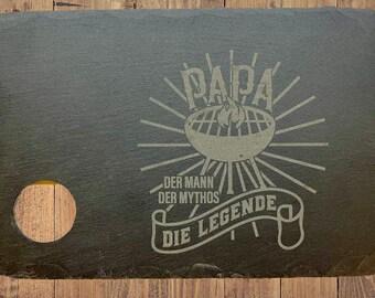 Slate plate with engraving, ''Papa'', personalized, Father's Day, name plate, grilling, birthday gift, grill master, wall, gift,