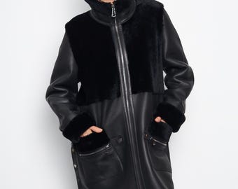 Cappotto in vera pelliccia di pecora e agnello, capospalla invernale, taglia S