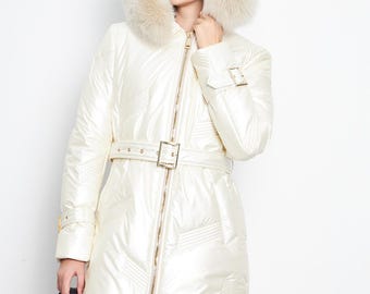 Waterproof Jessica Coat with Genuine Fox Fur Hood - Handmade Winter Fashion