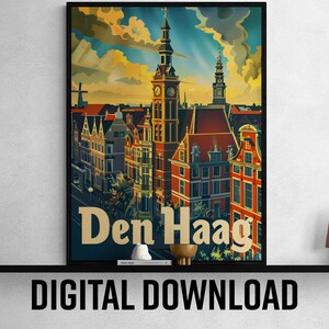 The Hague Printable Travel Poster, Vintage Wall Art, Perfect Home Decor, Unique Gift Idea