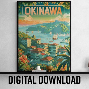Okinawa Printable Vintage Poster, Stunning Tropical Art for Home Decor, Ideal Wall Art Gift for Travel Lovers and Enthusiasts