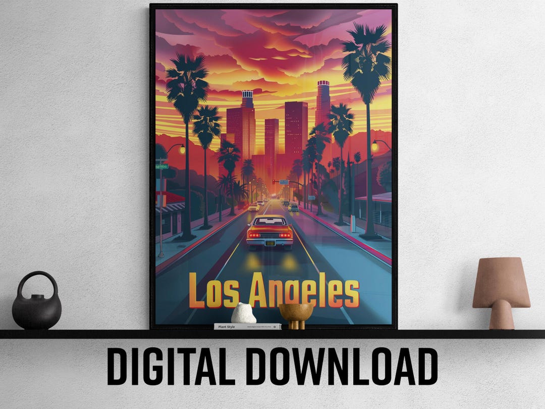 Los Angeles Printable Travel Poster, Vintage Wall Art, Perfect for ...