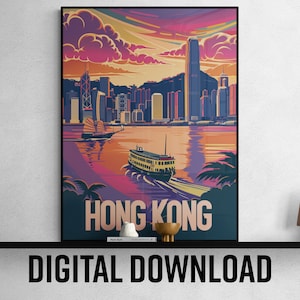 Hong Kong Reise druckbares Poster, lebendige Wandkunst für Wohnkultur, perfektes Reise-Souvenir, einzigartige Geschenkidee
