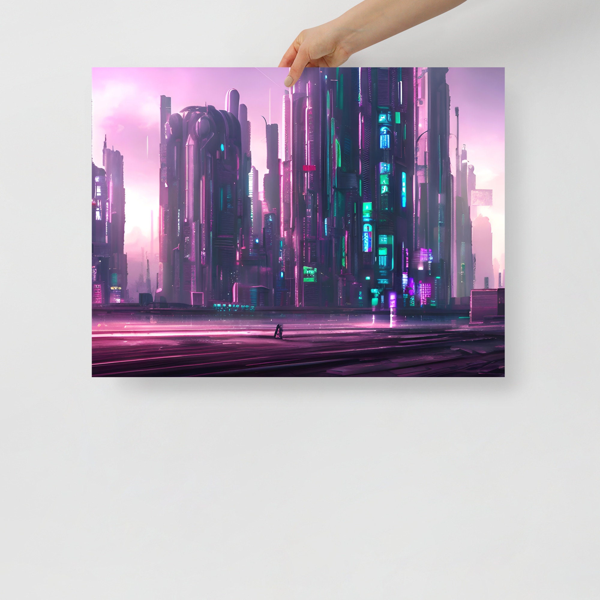 Cyberpunk City AI Art Poster - Etsy