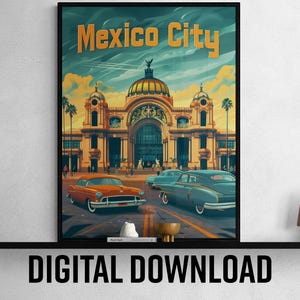 Mexico City Printable Travel Poster, Vibrant Wall Art Decor, Perfect for Home or Office Spaces, Unique Travel Gift