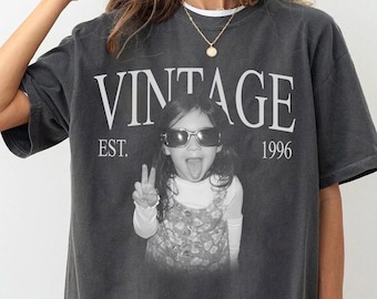 Camiseta personalizada para 30 o 40 cumpleaños, con foto vintage y año, regalo de cumpleaños, foto vintage para 30 cumpleaños