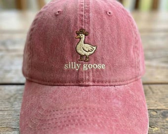 Dumme Gans Cowgirl bestickte Baseballkappe, lustige westliche Cowgirlmütze, niedliche Gans-Vati-Hut-Geschenke, trendige Meme-Hüte, Vintage Tierkappen