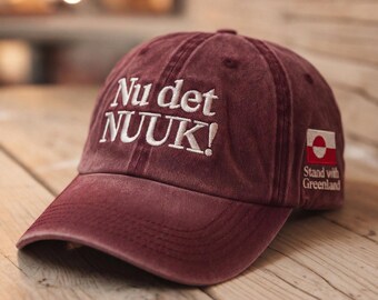 Embroidered Nu det NUUK Baseball Cap, Make America Go Away Greenland Hat, Justice Statement Cap Greenland Flag Anti MAGA Political Statement