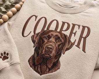 Embroidered Custom Dog Photo Sweatshirt, Custom Pet Portrait And Name Shirt, Dog Face with Name Shirt, Pet Photo Tee, Dog Lover Gift