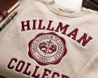 Broderad Hillman College-tröja, Hillman College-tröja, Vintage Hillman College-tröja, Kläder