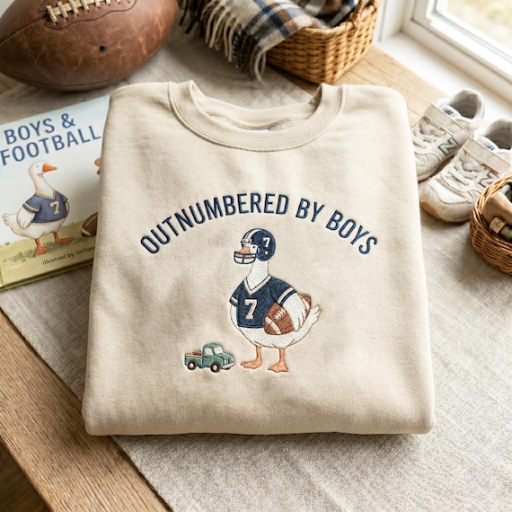 Funny Goose Mama Shirt, Embroidered Outnumbered by Boys Shirt, Mother's Day Gift, Mom Goose Shirt, Gift for Mother of Boys