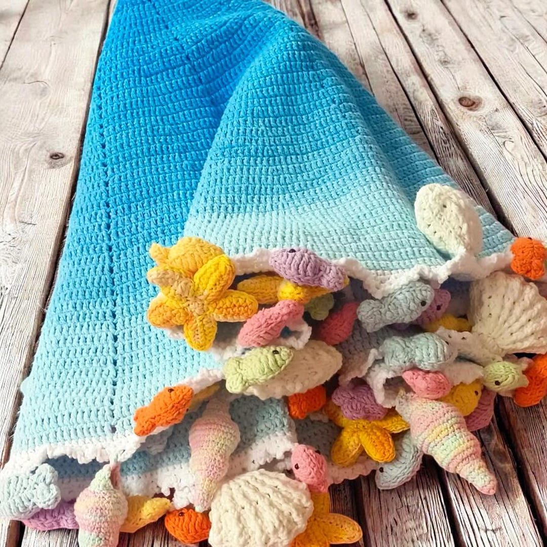 Aquarium Baby Blanket Crochet Pattern, Ocean Animals Afghan