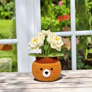 Flower Animal Pots Crochet PDF Pattern, Crochet Animal Pot Amigurumi PDF Pattern, Flower Crochet Pattern, Flower Pot Cute, Crochet Cute Gift