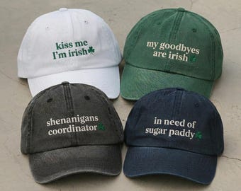 Embroidered Custom Text St. Patricks Day Baseball Cap, Irish Pub Crawl Dad Hat, St Paddy's Apparel, St Patrick's Day Gift, Shamrock Hat