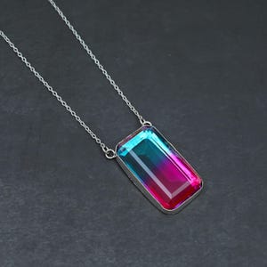 Watermelon Tourmaline Gemstone  Pendant With Chain , 925 Sterling Silver Handmade Gift, Bohemian Jewelry, Gift For Her / Thanks giving Gift