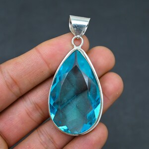 Aquamarine Quality Gemstone Vintage Pendant, 925 Sterling Silver Handmade Gift, Bohemian Jewelry, Gift For Her / Thanksgiving Gift