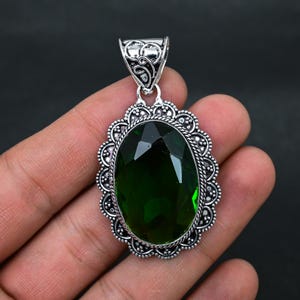 Green Tourmaline Quality Gemstone Vintage Pendant, 925 Sterling Silver Handmade Gift, Bohemian Jewelry, Gift For Her / Thanksgiving Gift