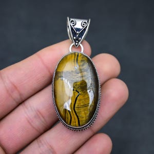 Beautiful Tiger eye Quality Gemstone Vintage Pendant, 925 Sterling Silver Handmade Gift, Bohemian Jewelry, Gift For Her / Thanksgiving Gift