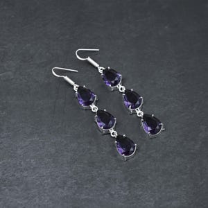 Amethyst Faceted Gemstone Handmade 925 Sterling Silver Earring, Amethyst Silver Earring, Amethyst Silver Earring For Birthday ,Gift For Love