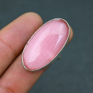 Pink Jade Gemstone Silver Ring Gemstone Handmade 925 Sterling Silver Stamped Ring Jewelry Oxidized Ring Amazing  Silver Ring Gift For Women