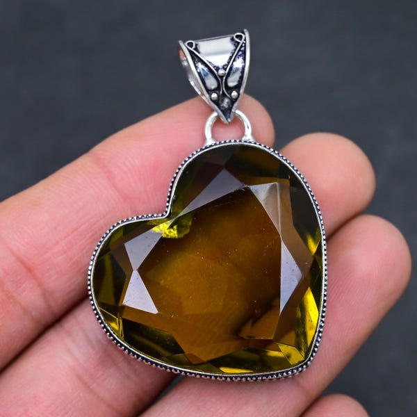 Handmade Smoky Quartz Pendant, 925 Sterling Silver Brown Crystal Necklace, Gift