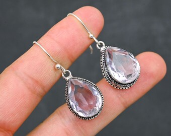 Rosa Kunzit Anhänger, 925 Sterling Silber Halskette, echtes Edelstein Schmuck Geschenk
