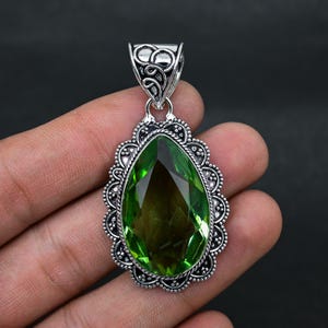 Green Tourmaline Quality Gemstone Vintage Pendant, 925 Sterling Silver Handmade Gift, Bohemian Jewelry, Gift For Her / Thanksgiving Gift