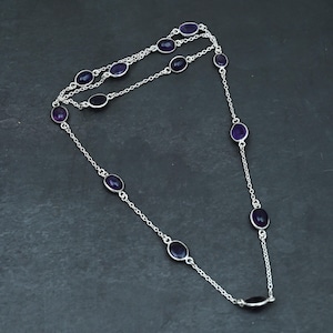 Amethyst Gemstone Handmade Jewelry 925 Sterling Silver Women Charm Necklace ,  Silver Gemstone Necklace Handmade Jewelry Gift For Her