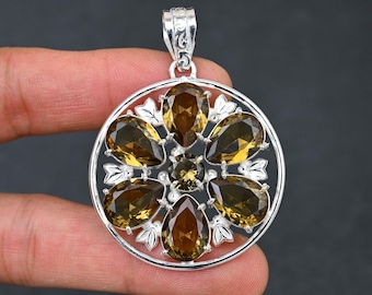 Handmade Smokey Quartz 925 Sterling Silver Pendant