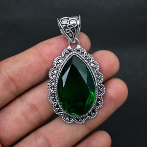 Green Tourmaline Quality Gemstone Vintage Pendant, 925 Sterling Silver Handmade Gift, Bohemian Jewelry, Gift For Her / Thanksgiving Gift